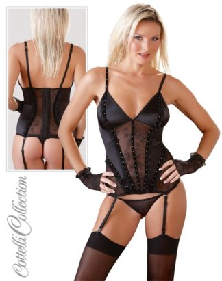 Strapsset Stretch-Satin mit Strass S