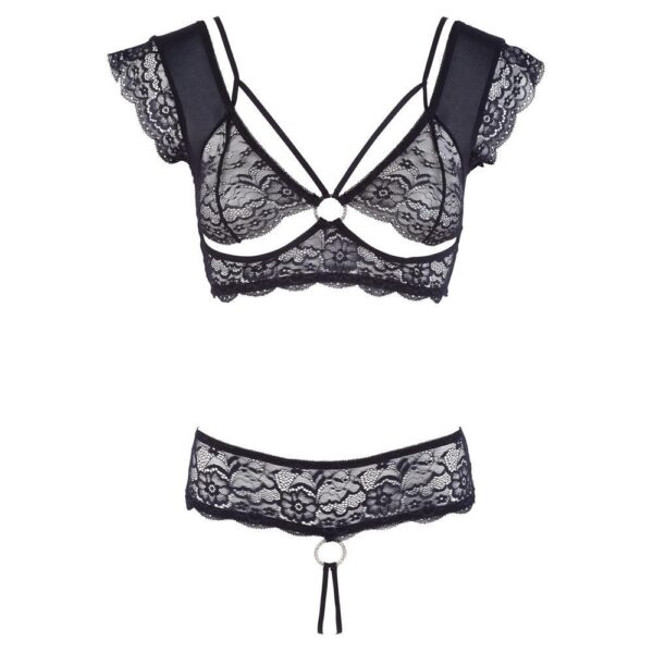 Spitzen-Top und String schwarz