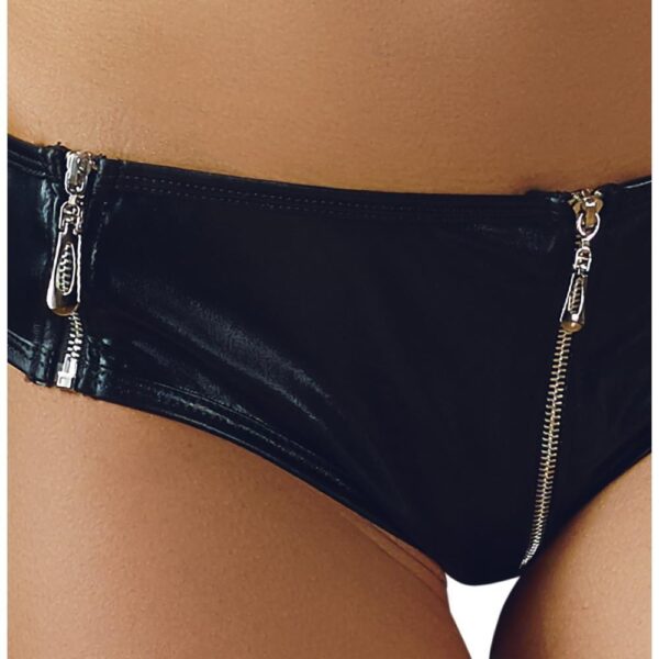 Wetlook-Pants mit Zip schwarz