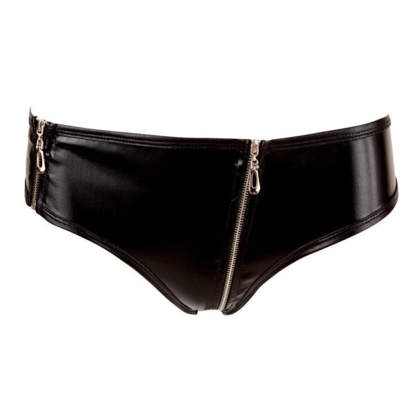 Wetlook-Pants mit Zip schwarz