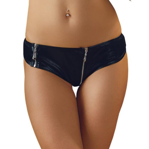Wetlook-Pants mit Zip schwarz