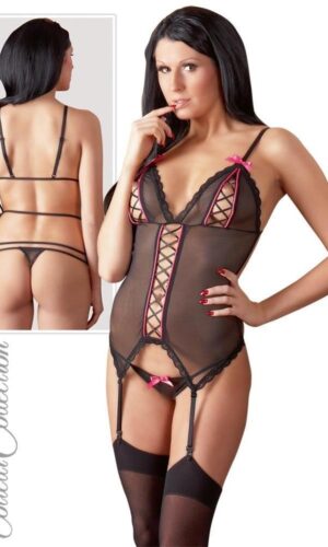 Strapshemd schwarz pink in L (44/46)