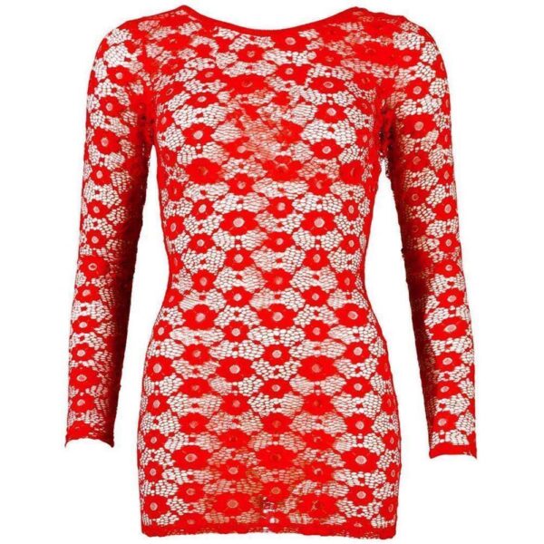 Minikleid aus roter Blumenspitze