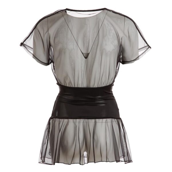 Schwarz-transparentes Kurzarm-Kleid Taille