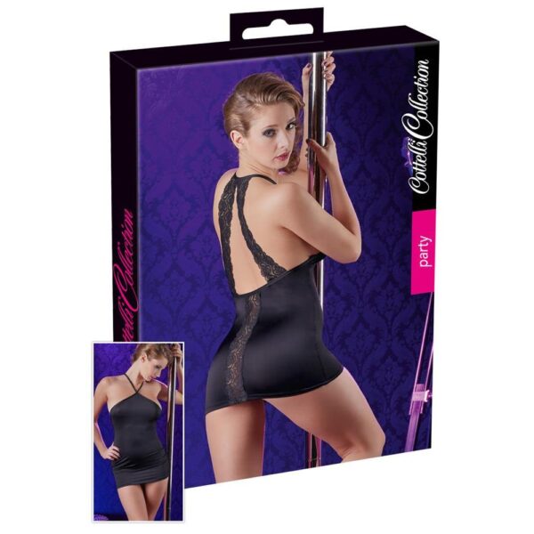 Kleid mit Spitze schwarz L (44/46)