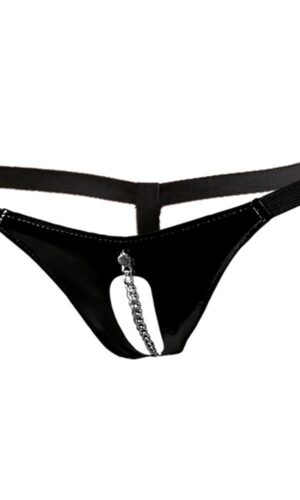Lack-String Kette schwarz S/M