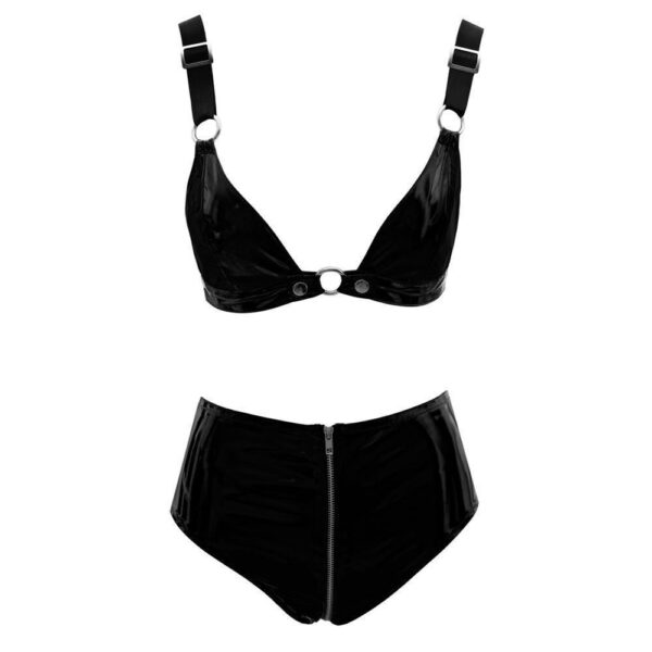 Lack Set mit BH, Slip und Halsband