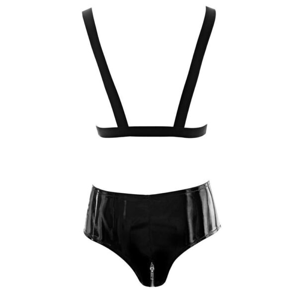 Lack Set mit BH, Slip und Halsband