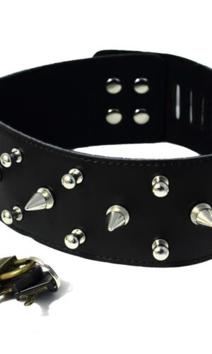 Breite Leder-Halsfessel mit Nieten