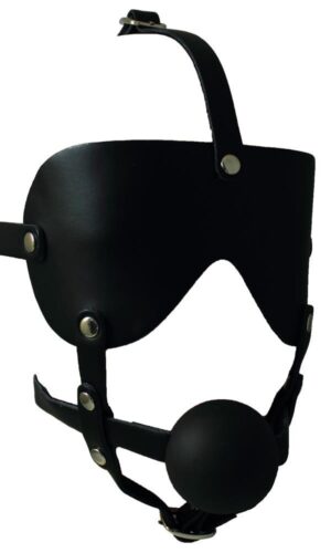 Leder-Harness schwarz mit Ballknebel