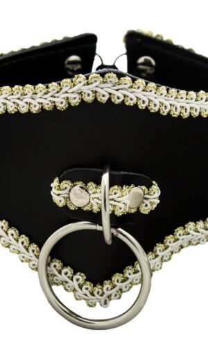 Breites Leder-Halsband schwarz/weiß